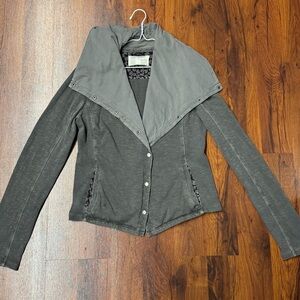Saturday Sunday Anthropologie Grey Snap Collar Jacket Small